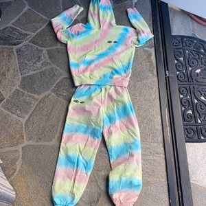 Clare V Tie-dye sweatshirt and sweatpants women’s size medium. Sold together